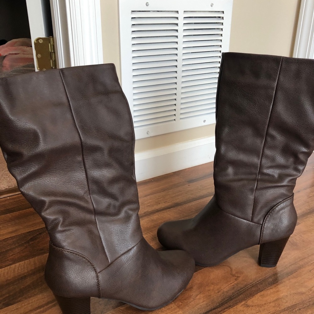 Brown heeled boots